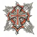 red Crusaders cross tattoo design idea