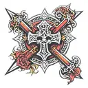 red Crusaders cross tattoo design idea