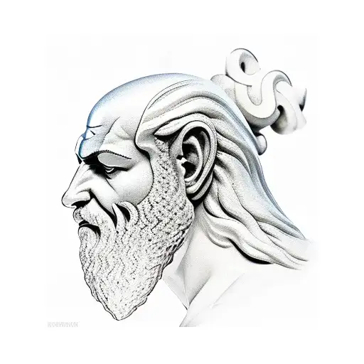 zeus head statue broken by kratos chains tattoo design idea