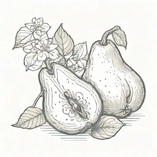 pear and walnut tattoo design idea
