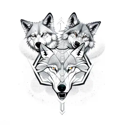 A pack of stylized wolves forming a circle, representing unity and loyalty tattoo design idea