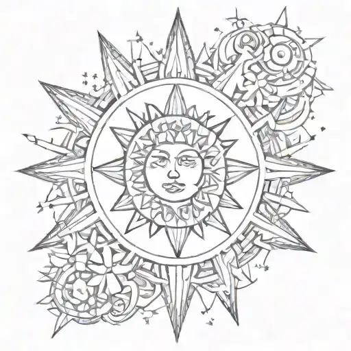 Filipino sun and stars tattoo design idea