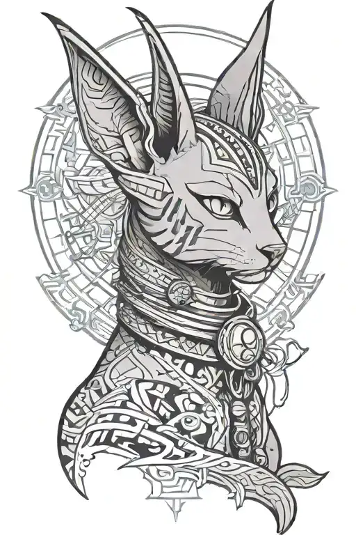 egyptian cat god but with beerus instead.  tattoo design idea