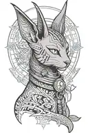 egyptian cat god but with beerus instead.  tattoo design idea