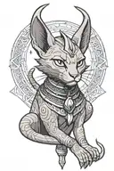 egyptian cat god but with beerus instead.  tattoo design idea