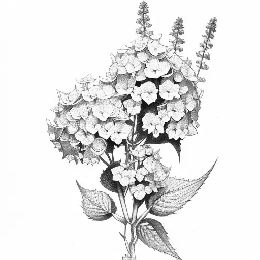 hydrangeas delphinium buganvillea tattoo design idea