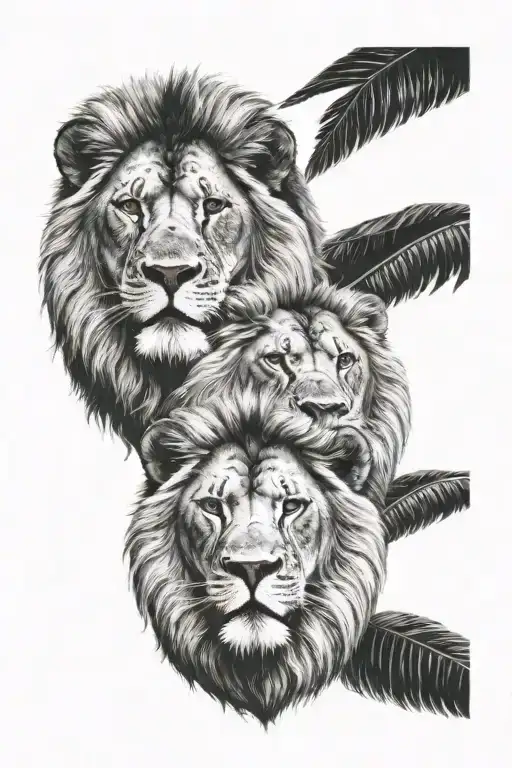 3 lions head tattoo design idea