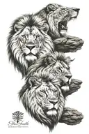 3 lions head tattoo design idea