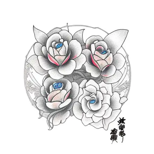 steampunk flowers tattoo design idea