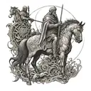create a tattoo engraving on my back, Four Horsemen of the Apocalypse trampling skulls and people praying for salvation tattoo design idea