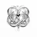 create a tattoo with two fingerprints shaped like a heart and an infinity symbol tattoo design idea