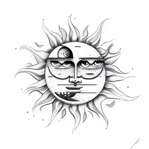 Sun and Moon tattoo design idea