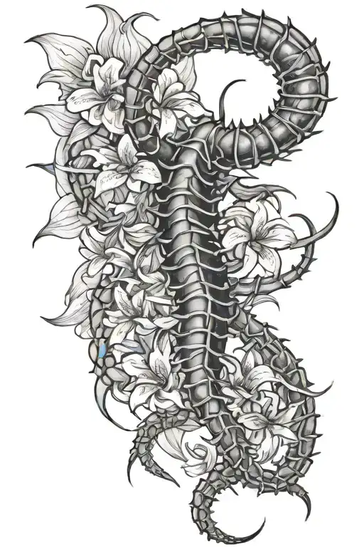 centipede-lily of death tattoo design idea