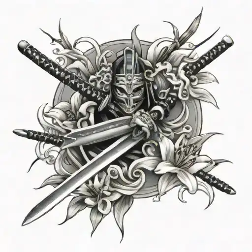 katana-lily of death tattoo design idea