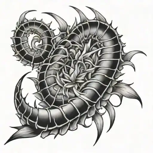 centipede-lily of death tattoo design idea