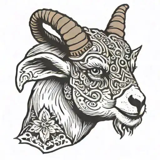 goat with ski mask tattoo design idea