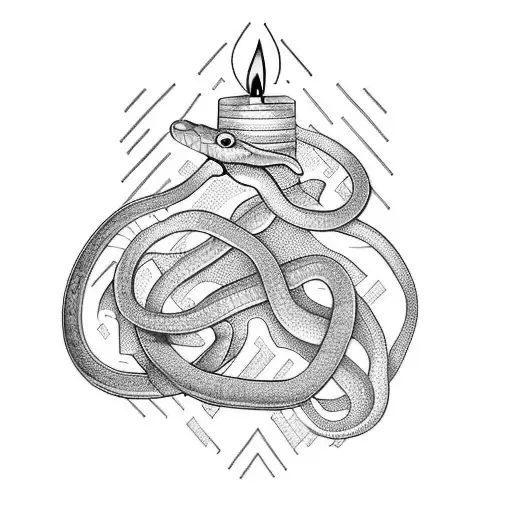 A green Snake That Wraps Around a Red Stock Candle tattoo design idea