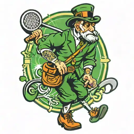 fighting. Irish with golf bag  tattoo design idea