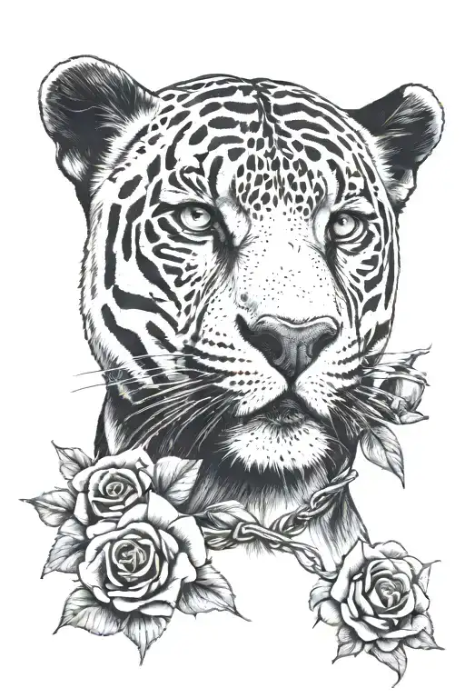 panther rose puffin bands alternating with lines tattoo design idea