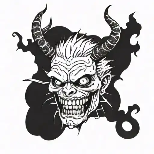 An anime-inspired tattoo of symbolising the monster within, featuring the character Sukuna from jujutsu kaisen  tattoo design idea