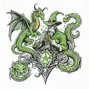 wizard, riddler and dragon wrapped tattoo design idea