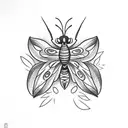 A moth emerging from a cocoon surrounded by blooming flowers tattoo design idea