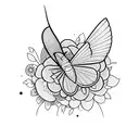 A moth emerging from a cocoon surrounded by blooming flowers tattoo design idea