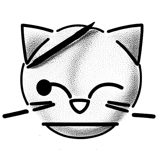  emoji del gato amarillo enojado con la palabra HEY tattoo design idea