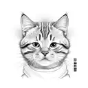 puedes crearme el emoji del gato amarillo enojado con la palabra HEY tattoo design idea