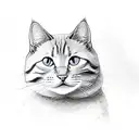 puedes crearme el emoji del gato amarillo enojado con la palabra HEY tattoo design idea