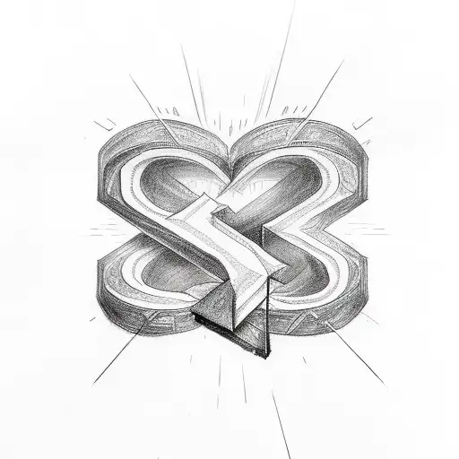 YHWH in letters with a 3d cross and heart incorporatet tattoo design idea
