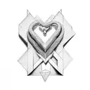 YHWH in letters with a 3d cross and heart incorporatet tattoo design idea