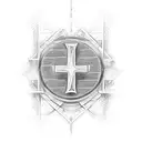 YHWH in letters with a 3d cross and heart incorporatet tattoo design idea