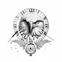 Eagle Holding a clock which is melting into money  tattoo design idea