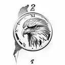 Eagle Holding a clock which is melting into money  tattoo design idea