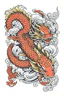 a yakuza oni dragon koi fish tattoo featuring cloud swirls tattoo design idea