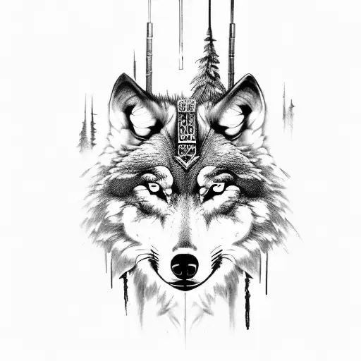 wolf and spartan warrior tattoo design idea