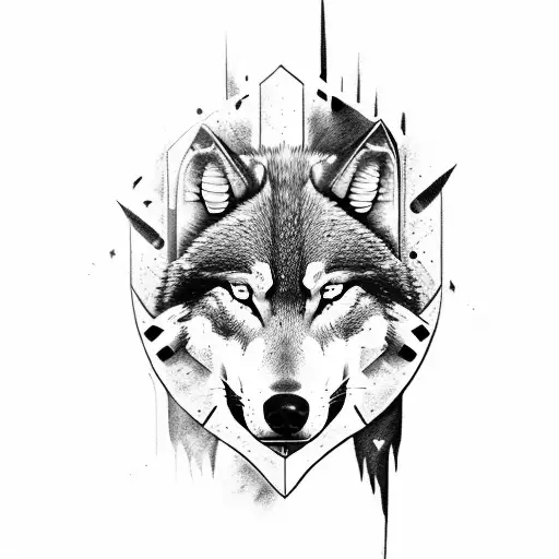  spartan warrior half wolf tattoo design idea