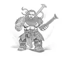 Dwarf Slayer, red mowhawk, battleaxe, barbarian, full body  tattoo design idea