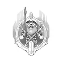 Dwarf Slayer, red mowhawk, battleaxe  tattoo design idea