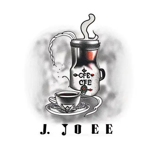 J Cole lyrics intertwined with a coffee cup tattoo design idea