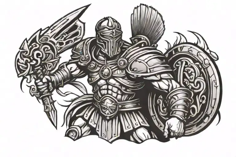 roman warrior tattoo design idea
