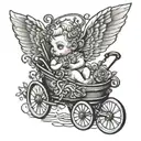 Cupid in a pram tattoo design idea