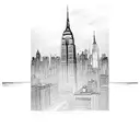 city skyline that includes the Empire State Building, Chrysler building, Low library from Columbia, Y tattoo design idea
