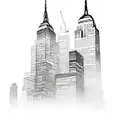 city skyline that includes the Empire State Building, Chrysler building, Low library from Columbia, Y tattoo design idea