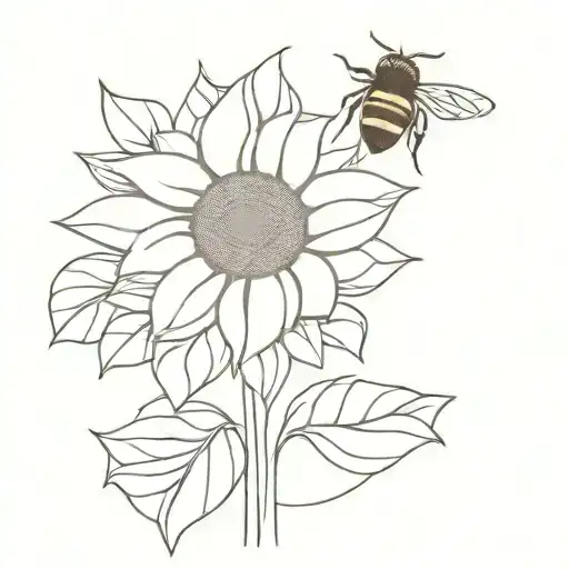 bee sunflower tattoo design idea