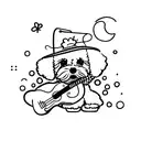 A bichon shizu playing a guitar in a serene outdoor setting tattoo design idea