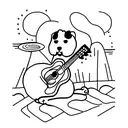 A bichon shizu playing a guitar in a serene outdoor setting tattoo design idea