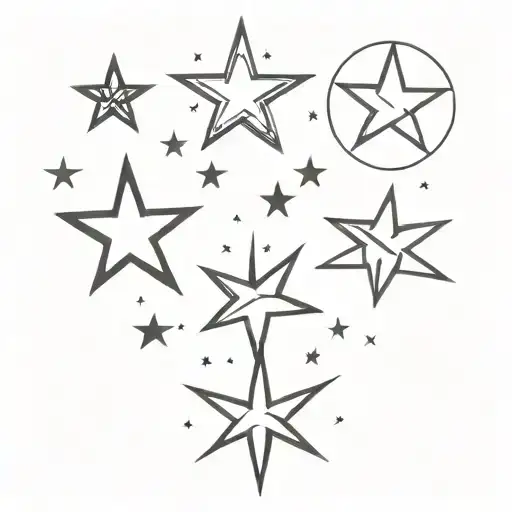 N from Narnia, Y from Ygor and M from Marushka, 6 small minimalist stars tattoo design idea
