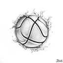 basketball with fire tattoo design idea